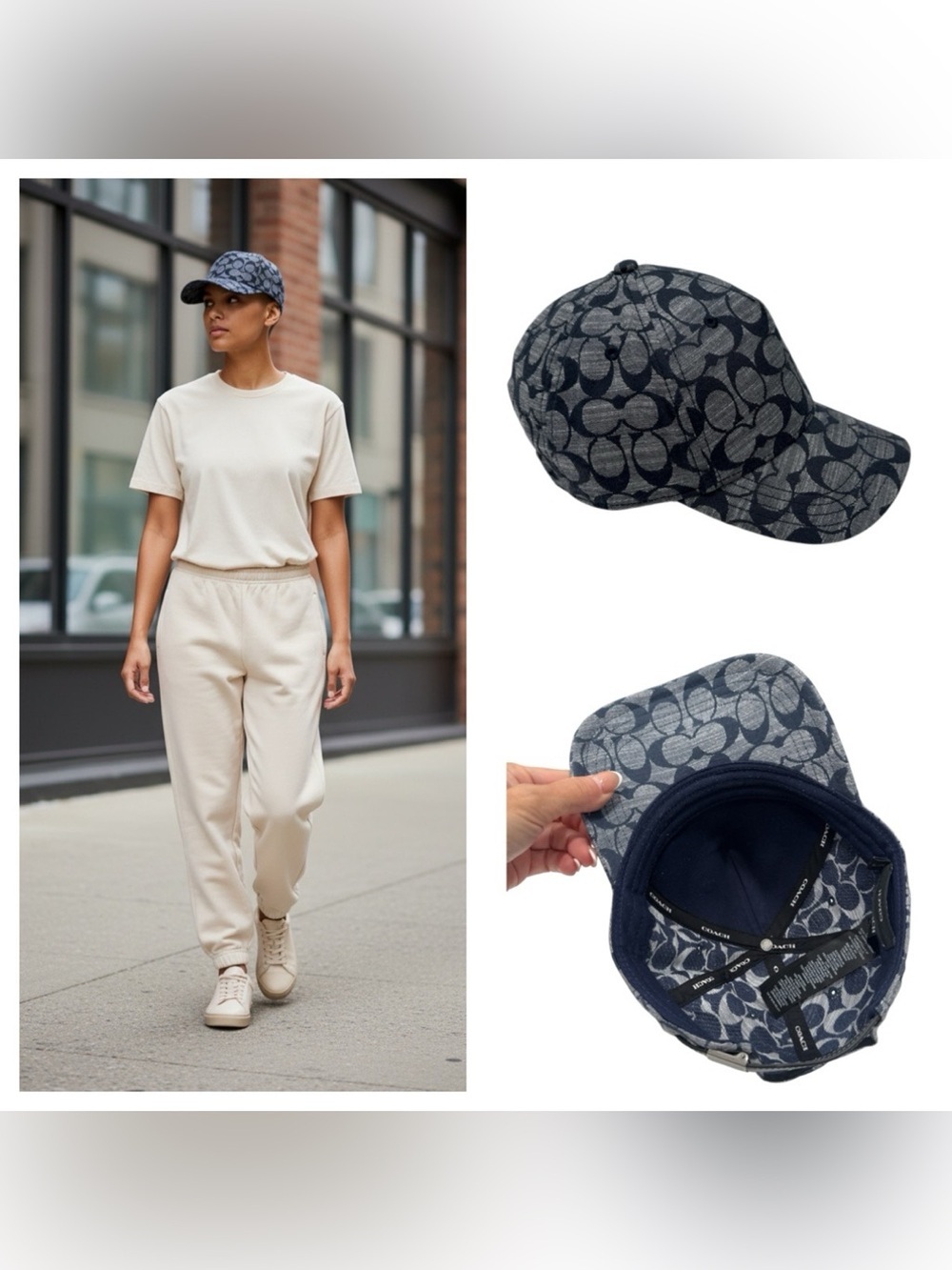 Coach Navy Signature Monogram Baseball Cap Signature Chambray Baseball Hat
